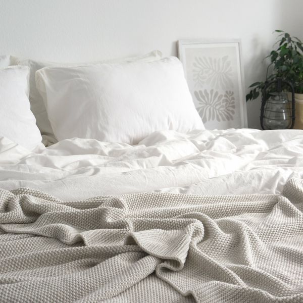Покривало 220x240 LA MODNO Corn Natural Linen (50% бавовна, 50% акрил) бежеве 200231 фото