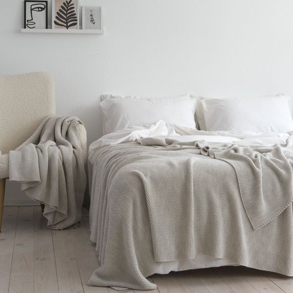Покривало 220x240 LA MODNO Corn Natural Linen (50% бавовна, 50% акрил) бежеве 200231 фото