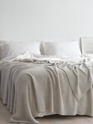 Покривало 170x240 LA MODNO Corn Natural Linen (50% бавовна, 50% акрил) бежеве 200243 фото
