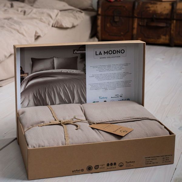 Комплект постільної білизни 160x220 LA MODNO STONEWASHED CAPPUCCINO бежевий 200305 фото