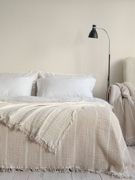 Муслінове покривало 220x240 LA MODNO PEARL BEIGE (100% бавовна) бежеве 200343 фото