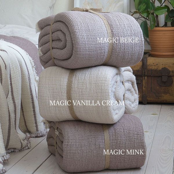 Муслінове покривало 230х250 LA MODNO MAGIC BEIGE (100% бавовна) бежеве 200410 фото