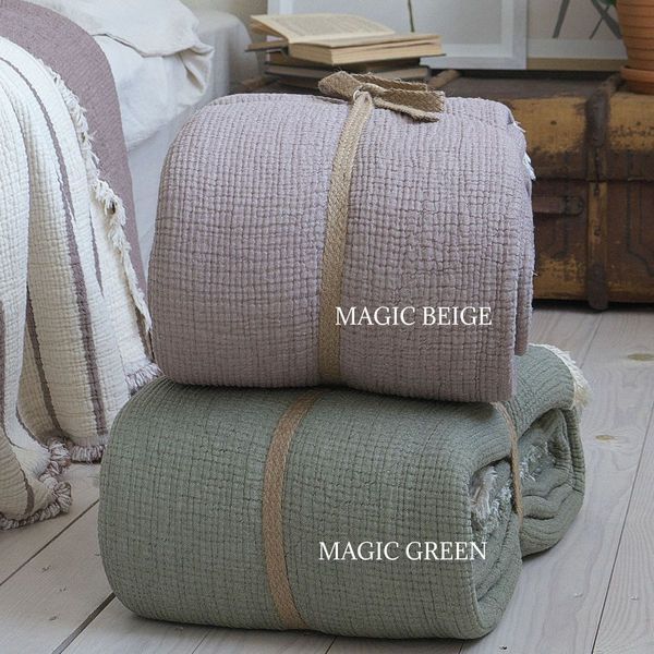 Муслінове покривало 230х250 LA MODNO MAGIC BEIGE (100% бавовна) бежеве 200410 фото