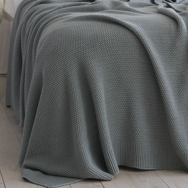 Покривало 220x240 LA MODNO Corn Green Gray (50% бавовна, 50% акрил) сіро-зелене 200375 фото
