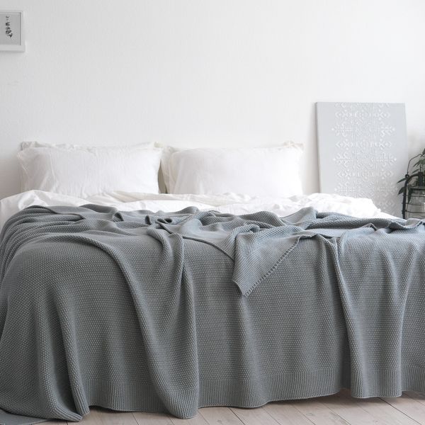 Покривало 220x240 LA MODNO Corn Green Gray (50% бавовна, 50% акрил) сіро-зелене 200375 фото