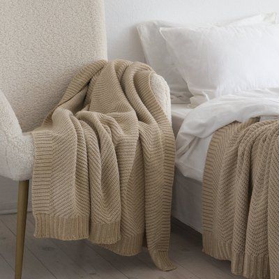 Покривало 130x170 LA MODNO WoolCotton Balance Champagne Beige (50% вовна, 50% бавовна) бежеве 200430 фото