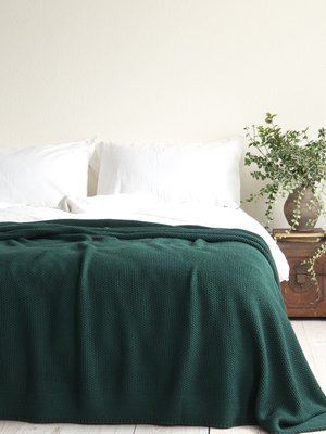 Покривало 220x240 LA MODNO Corn Emerald (50% бавовна, 50% акрил) зелене 200255 фото