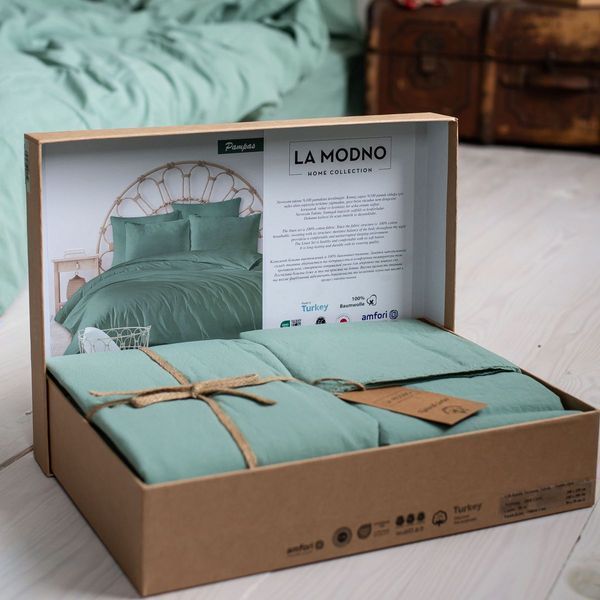 Комплект постільної білизни 200x220 LA MODNO STONEWASHED SAGE GREEN зелений 200316 фото