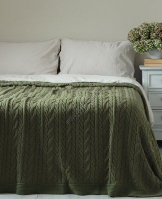 Покривало 220x240 LA MODNO Genova Green (50% бавовна, 50% акрил) зелене 200233 фото