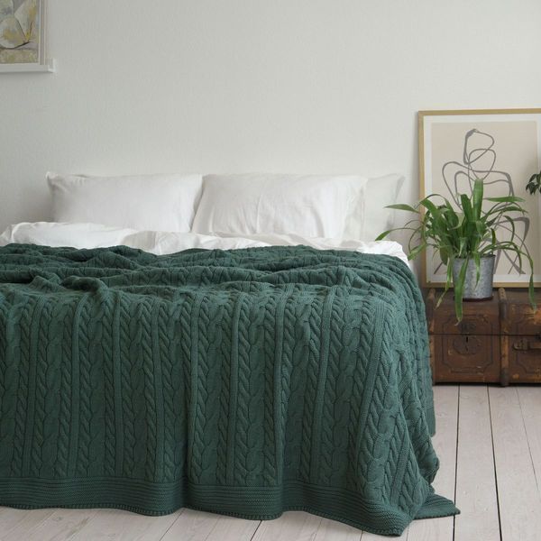 Покривало 220x240 LA MODNO Genova Duck Green (50% бавовна, 50% акрил) зелене 200415 фото