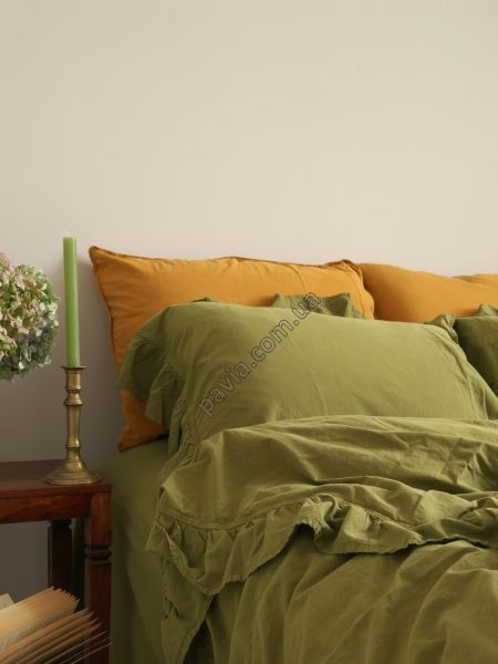 Комплект постільна білизни СІМЕЙНИЙ LIMASSO OLIVE EXCLUSIVE оливковий 800368 фото