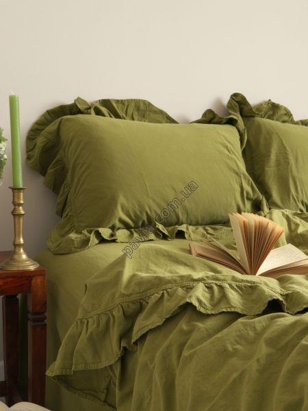 Комплект постільна білизни СІМЕЙНИЙ LIMASSO OLIVE EXCLUSIVE оливковий 800368 фото