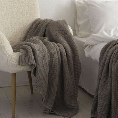 Покривало 130x170 LA MODNO WoolCotton Balance Mink (50% вовна, 50% бавовна) коричневе 200419 фото