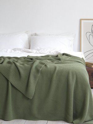 Покривало 220x240 LA MODNO Corn Olive (50% бавовна, 50% акрил) оливкове 200335 фото