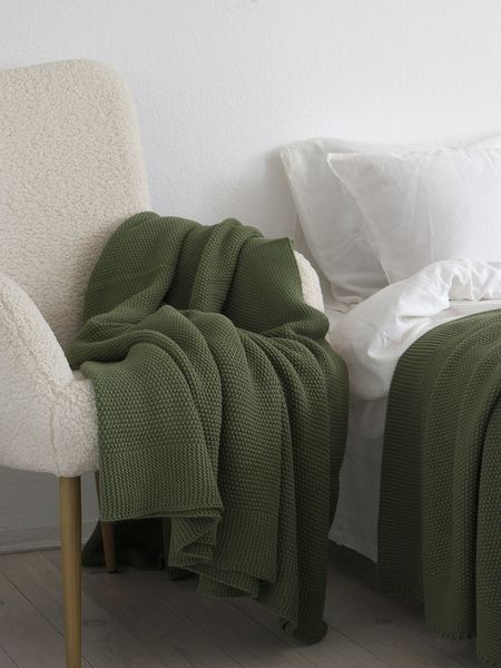 Покривало 220x240 LA MODNO Corn Olive (50% бавовна, 50% акрил) оливкове 200335 фото