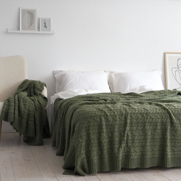 Покривало 170x240 LA MODNO Genova Olive (50% бавовна, 50% акрил) оливкове 200263 фото
