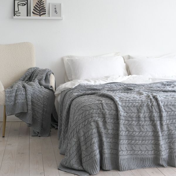 Покривало 220x240 LA MODNO Genova Gray (50% бавовна, 50% акрил) сіре 200346 фото