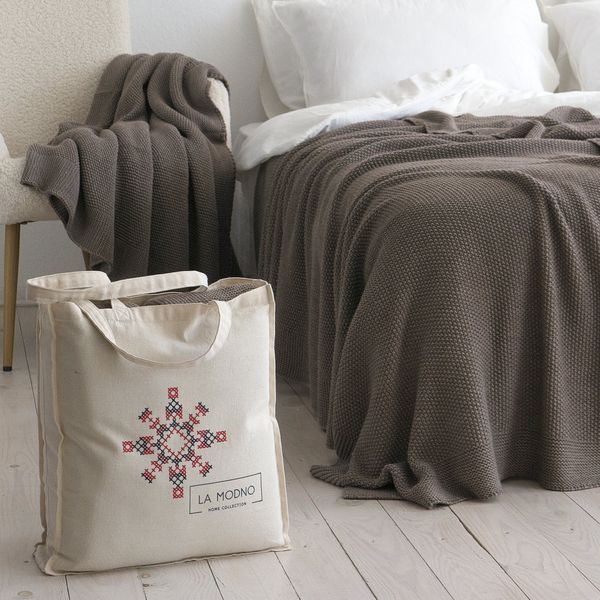 Покривало 220x240 LA MODNO Corn Mink (50% бавовна, 50% акрил) коричневе 200337 фото