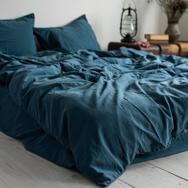 Комплект постільної білизни 200x220 LA MODNO STONEWASHED BLUE синій 200294 фото