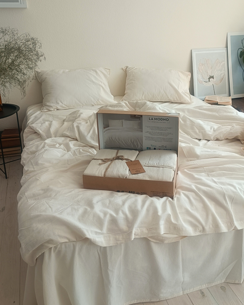 Комплект постільної білизни 200x220 LA MODNO STONEWASHED CREAM кремовий 200299 фото